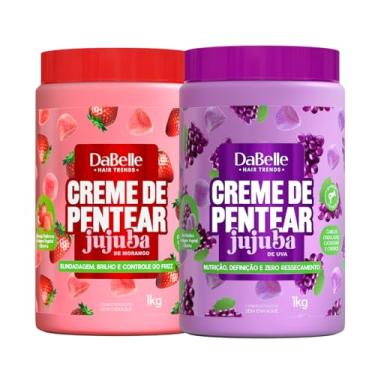 Imagem de Kit Dabelle Jujuba 2 Cremes de Pentear Desembaraçantes Anti Frizz Morango e Uva 1Kg