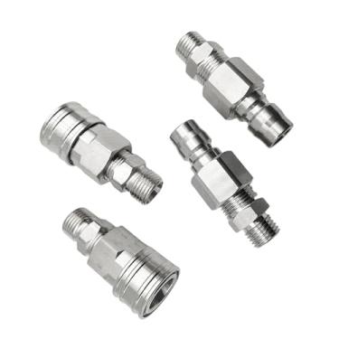 Imagem de MATERIG M16-M14 Acessório hidráulico encaixe rápido para mini escavadeira hidráulica, acoplador rápido de mini escavadeira, 2 conectores macho e 2 fêmeas