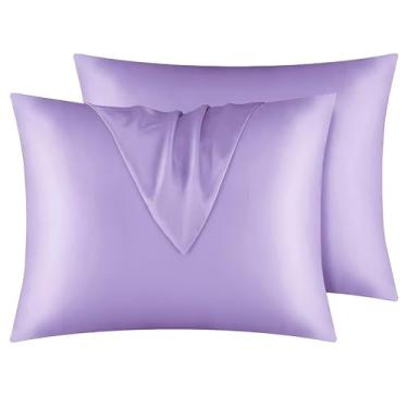 Imagem de Fronha de Cetim Anti Frizz 70x50 – Kit com 2 4 ou 6 Peças Fronhas para Cabelo Cacheado e Pele Macia (lilás,02 fronhas (01 par))