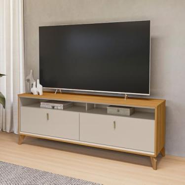 Imagem de Rack Bancada Duarte e PÃ:copyright:s em Madeira 160cm TV AtÃ:copyright: 60 Polegadas Tauari/OffWhite G77 - Gran Belo