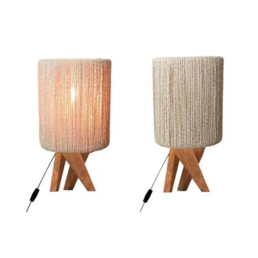 Imagem de Abajur de Mesa Leblon em Corda Sisal Natural Palha e Tripé de Madeira Maciça