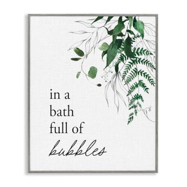 Imagem de Stupell Industries Arte giclée emoldurada branca para banho de espuma com folhagem floresta, design por Lettered and Lined, 76 x 61 cm