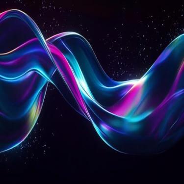 Imagem de Quadro Decorativo Estampa Flowing Metallic Glass Waves Neon Blue Arte Moderna 40x40cm