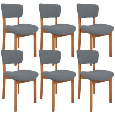 Imagem de Kit 06 Cadeiras Para Sala de Jantar Cozinha Living Estofada Dara L02 Suede Cinza - Lyam Decor