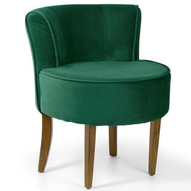 Imagem de Poltrona Base de Madeira Ayla Veludo Verde Gran Belo