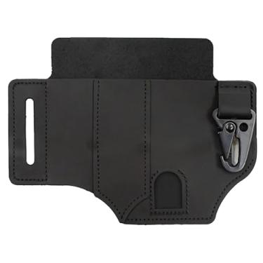 Imagem de Coldre tático de couro com clipe de liberação rápida, organizador de cinto multiferramentas para faca, lanterna e equipamento ao ar livre