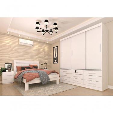 Imagem de Guarda Roupa Casal 3 Portas 9 Gavetas - Chicago-neve - Tcil Móveis