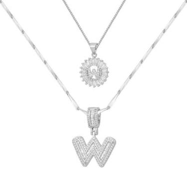 Imagem de Colar feminino com letras douradas/prateadas, banhado a ouro 14K, joias personalizadas com nome personalizado, colar com pingente de iniciais para casal, 2 peças, colar elegante e delicado para