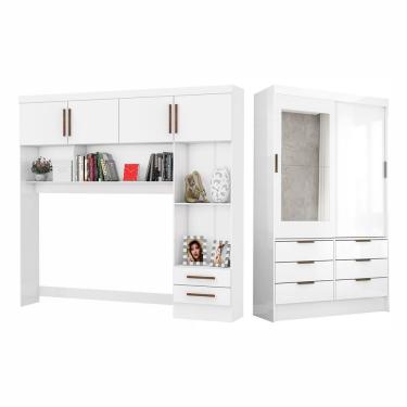 Imagem de Guarda Roupa Modulado Sevilha Com Espelho Carioca Móveis Branco