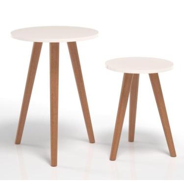 Imagem de Mesa De Canto Redonda Qualidade Elegante Off White - Colomi