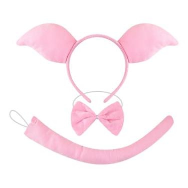 Imagem de IEUDNS Fantasia de Porco - Conjunto de Acessórios para Fantasia Infantil para Carnaval e Baile de Máscaras, Rosa Escuro, Conjunto de 3 Peças