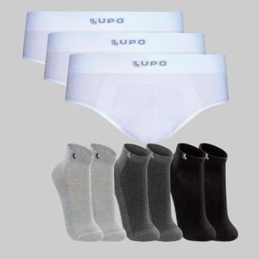 Imagem de Kit 3 Cuecas Slip Micromodal e 3 Pares de Meias Lupo 00681-03225 Cor: 