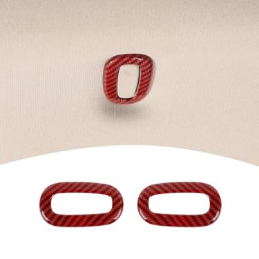 Imagem de PDKLIN Capa de acabamento de gancho de teto Durango para Dodge Durango 2011-Present Red Carbon Fiber Acessórios interiores 2 peças