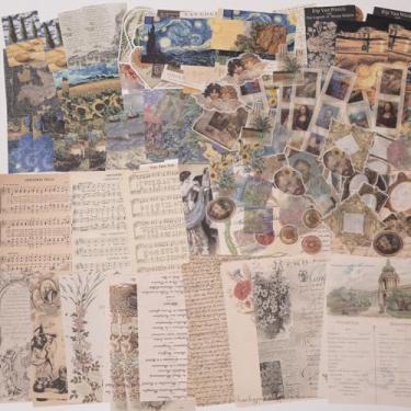 Imagem de Luyoaozy 200 peças vintage scrapbook kit pacote de suprimentos para junk journal bullet papel estético adesivos Stuff Journaling Planners diário colagem botânica (artístico)