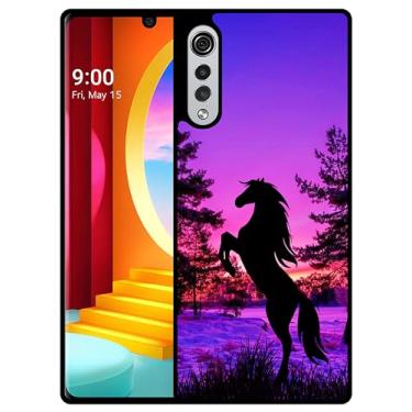 Imagem de SM CASES Capa para LG Velvet 5G - Capa protetora à prova de choque de borracha TPU com design impresso 2D de cavalo para LG Velvet 5G