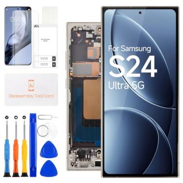 Imagem de Tela OLED para Samsung Galaxy S24 Ultra 5G S928 LCD para Galaxy S24 Ultra 5G Tela LCD 3D Touch Substituição SM-S928B SM-S928U SM-S928N Digitalizador Montagem Completa (Prata com Moldura, Versão dos