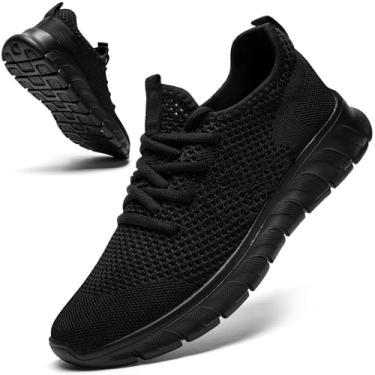 Imagem de YOSFDC Tênis feminino de corrida, tênis, unissex, leve, caminhada, academia, chinelos femininos, Preto, 13 Women/12 Men