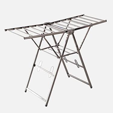 Imagem de Arejador de roupas/piso de aço inoxidável dobrável interior casa varanda em forma de asa escorredor simples (tamanho: 155 cm)