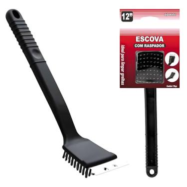 Imagem de Escova de Aço Para Grelha Grande 30cm 12” - Profissional Com Raspador, Limpa Grelha, Limpeza de Churrasqueira, Ferramentas e Utensílios Para Churrasco, Cozinha, Espátula de Grelhar e Lavar