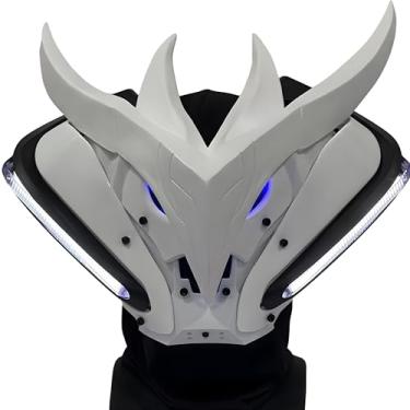 Imagem de Fudaole Cyberpunk Mask Futuristic Helmet,Techwear Cosplay Costume Accessory for Adult,Festival Rave Gear,Streetwear Halloween Party Prop