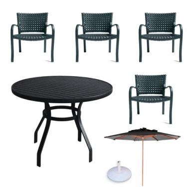 Imagem de Jogo de mesa 4 cadeiras junco fibra sintética e alumínio com guarda so