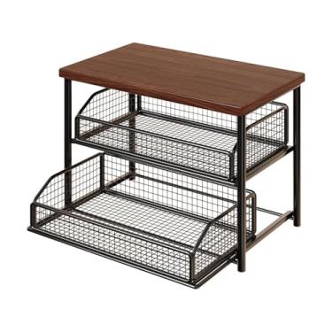 Imagem de Bothyi Organizador de balcão para estação de café, prateleira organizadora para temperos, prateleira de balcão para café com 2 níveis para canecas, xícaras e, Preto