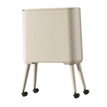 Imagem de Fenteer Lixeira de banheiro, lata de lixo com rodas, lixeira para casa, quarto, banheiro, sala de estar, espaço estreito, Amarelo Cremoso