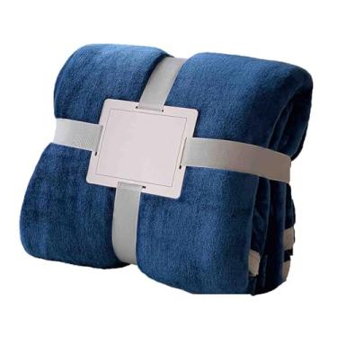 Imagem de Cobertor de lã com peso e mantas fofas femininas masculinas para cama adulto casal solteiro para sofá grosso e quente macio confortável para inverno outono lavável na máquina (azul, 121 x 203 cm)