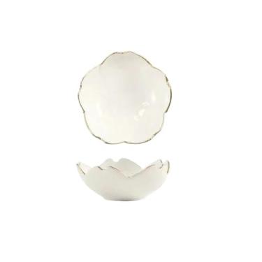 Imagem de prato de lanche Prato de cerâmica, prato para molho, tigela flores para cozinha, pratos para e vinagre tigela de sopa(Branco)