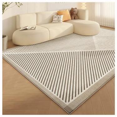 Imagem de SPXMQSS Tapetes laváveis à máquina, antiderrapante e durável, resistente ao desgaste, tapete grande e macio lavável para quarto, sala de jantar, escritório, cinza e bege