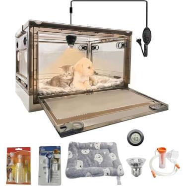 Imagem de GIFANK Incubadora para filhotes com aquecimento grande chocadeira para filhotes com tapete de cama para animais de estimação, alimentador de remédios para animais de estimação, kit de detecção e
