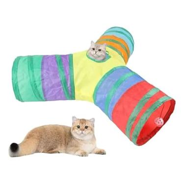 Imagem de Túnel Dobrável para Gatos no Formato de Y Brinquedo Interativo Portátil Labirinto Colorido Com 3 Saídas Diversão Para Seu Pet - Dobrável, Resistente e Fácil de Guardar