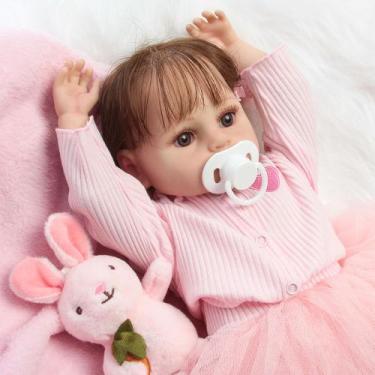 Imagem de Boneca Reborn Bebê De Silicone Cabelo Implantado Fio a Fio - Cegonha R
