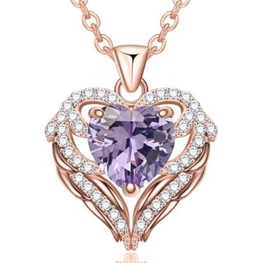 Imagem de Colares com pingente de cristal de pedra do mês de nascimento para mulheres, presente de aniversário dos namorados, dia das mães, colar de namorada, joia de coração de filha, aniversário para ela, ON