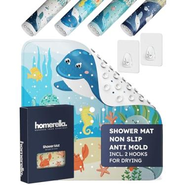 Imagem de homerella Tapete de chuveiro antiderrapante, antimofo, tapetes de chuveiro antiderrapantes para box interno, tapete antiderrapante, tapete de chuveiro quadrado 53 x 53 cm com ventosas e ganchos para