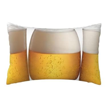 Imagem de Fronhas estampadas reversíveis com bolha de cerveja - Design decorativo de dupla face, zíper oculto, poliéster macio para sofá, quarto e carro, tamanho único