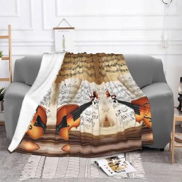 Imagem de ZERAOKE Borboleta e violoncelo - Cobertor de lã antibolinhas tamanho queen - Cobertor aconchegante leve para cama, sofá, acampamento - 4 tamanhos 102 x 76 a 203 x 152 cm