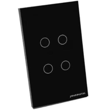 Imagem de Interruptor Touch 4 Botões Automação Residencial Zigbee Casa Automatizada Design Moderno e Sofisticado Vidro Temperado Preto