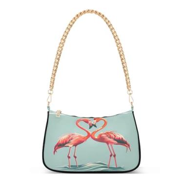 Imagem de CEBUGI Bolsas transversais femininas bolsa de ombro flamingos bolsa clutch elegante com alça de corrente