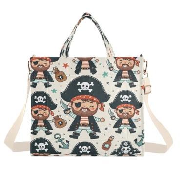 Imagem de Burbuja Sacola feminina de desenho pirata, bolsa tiracolo de veludo cotelê, bolsa transversal para compras, trabalho, viagem, P, B91, Small