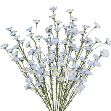 Imagem de CITYES 10 peças de flores silvestres artificiais com caules, flores de primavera de seda a granel 53 cm, ramos de forsítia falsos, azuis, flores silvestres, arranjos florais para decoração de casa