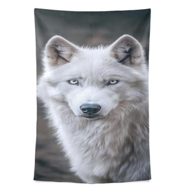 Imagem de STAYTOP Tapeçaria de parede lobo selvagem tapeçaria para decoração de casa dormitório decoração sala de estar quarto tapete de parede (60 × 51 polegadas)