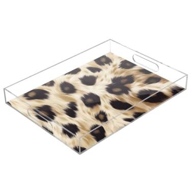 Imagem de STAYTOP Bandeja de servir de acrílico moderna com estampa de leopardo, 15,7 x 11,20 cm, bandejas decorativas à prova de derramamento, organizador de bancada para café da manhã, chá, comida, maquiagem