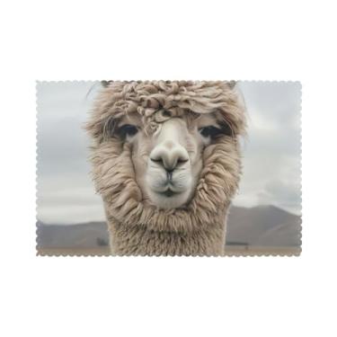 Imagem de Jogo americano com estampa I Love Alpacas para mesa de jantar, conjunto de 6 resistentes ao calor, fácil limpeza para uso diário