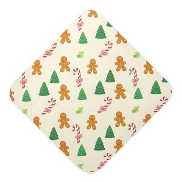 Imagem de Burbuja Toalha de banho Tree Gingerbread Man Baby – Toalha com capuz de musselina macia e absorvente para recém-nascidos e bebês, 89 x 89 cm