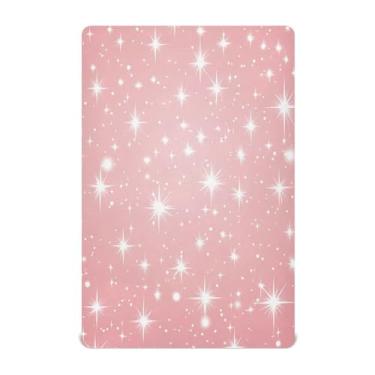 Imagem de STAYTOP Lençóis de berço Sparkling Stars para meninos e meninas, lençol com elástico para berço padrão e colchão infantil, lençol de microfibra supermacia, 99 × 69 × 5 cm