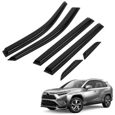 Imagem de FIILINES Protetores de chuva para Toyota Rav4 2019-2025, Viseiras laterais com fita adesiva, defletores de janela para Rav4, 4 peças, preto