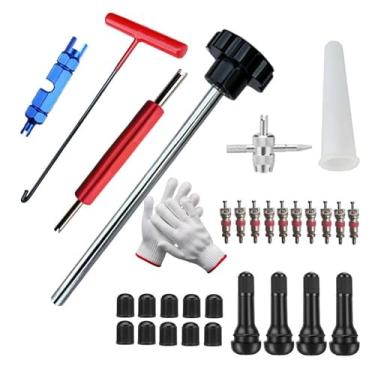 Imagem de Mqetly Kit de ferramentas para troca rápida de válvulas de pneus, substituição rápida do núcleo da haste da válvula do pneu para motocicletas, Preto