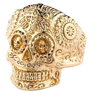 Imagem de ZMY Home Anel de aço inoxidável genuíno para homens fashion punk motociclista caveira anéis, Metal, Sem pedra preciosa