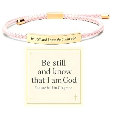 Imagem de 72ore Pulseira Be Still And Know That I Am God, presentes cristãos para mulheres, presentes de fé inspiradora, pulseira cristã, Large, Aço inoxidável, Sem Pedra Preciosa